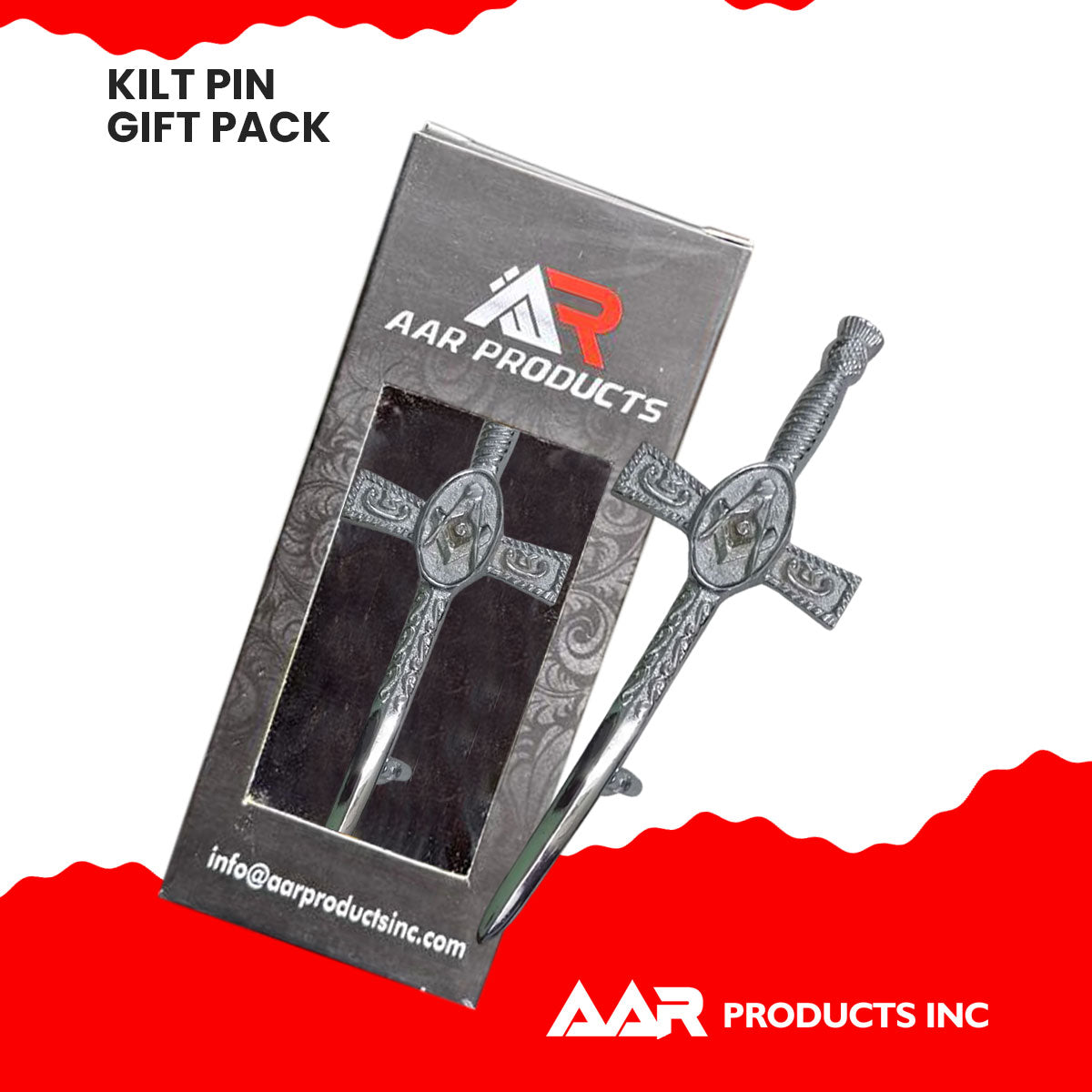Scottish Sword Highland Kilts Pin Masonic Chrome Finish 4"
