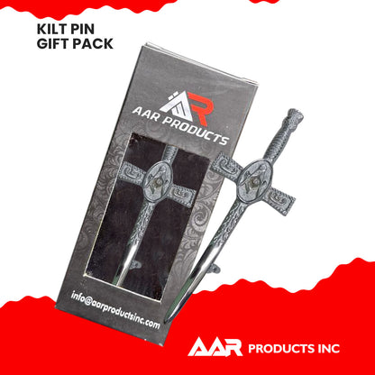 Scottish Sword Highland Kilts Pin Masonic Chrome Finish 4"