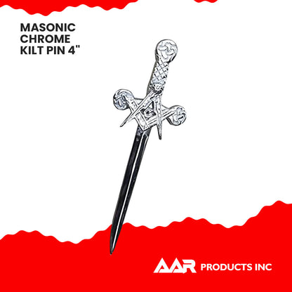 AAR Celtic Sword Masonic Kilts Pin Chrome Finish 4"
