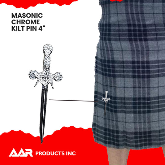 AAR Celtic Sword Masonic Kilts Pin Chrome Finish 4"