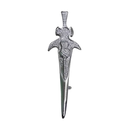 Kilt Pin Sword Modern Thistle Scottish Chrome Finish 4"