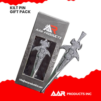 Kilt Pin Sword Modern Thistle Scottish Chrome Finish 4"