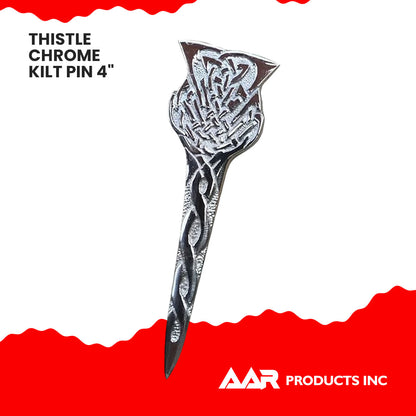 Pin Scottish Thistle Celtic Crest Highland Kilts Pin 4" Chrome
