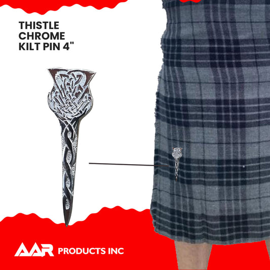 Pin Scottish Thistle Celtic Crest Highland Kilts Pin 4" Chrome