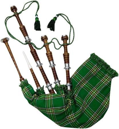 AAR Scottish Great Highland Bagpipe McaLeod Cover & Cord Silver Mounts Black Finish with Tutor Book Reeds/Drone Bagpipes with Accessories
