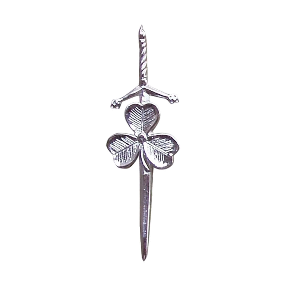 Shamrock Kilt AAR Pin Celtic Highland Design, 4-Inch with Locking Antique Chrome Pin Scottish Kilt Accessory
