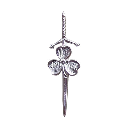 Shamrock Kilt AAR Pin Celtic Highland Design, 4-Inch with Locking Antique Chrome Pin Scottish Kilt Accessory