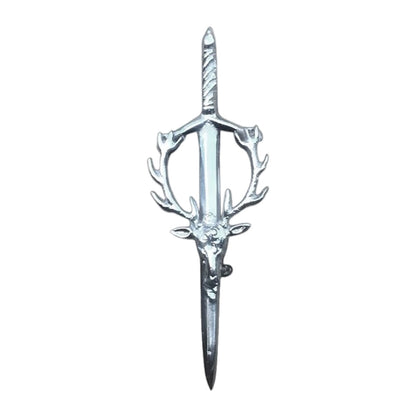 Stag Head Kilt Pin Chrome Finish Scottish Sporran Kilt Fly Plaid