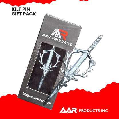 Stag Head Kilt Pin Chrome Finish Scottish Sporran Kilt Fly Plaid