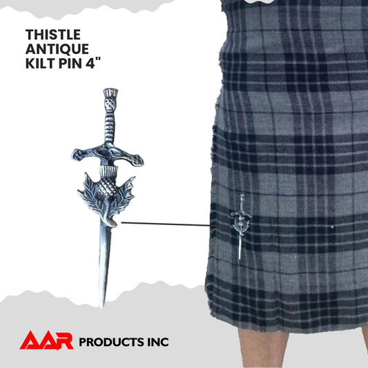 Kilt Pin Scottish Thistle Sword Accessory Kilts Antique Finish