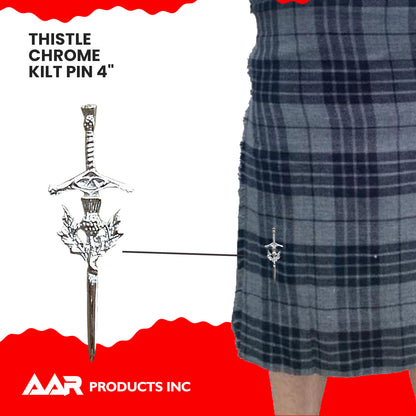 Kilt Pin Scottish Thistle Sword Accessory Kilts Chrome Finish