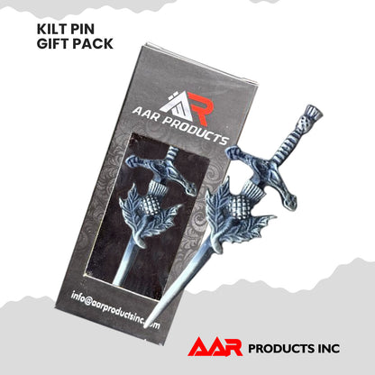 AAR Kilt Pin Scottish Thistle Sword Accessory Kilts Sporrans Hoses Chrome Finish
