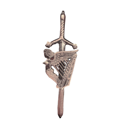 AAR Kilt Pins Scottish Big Harp Highland Kilts Pin Antique Plated 4"
