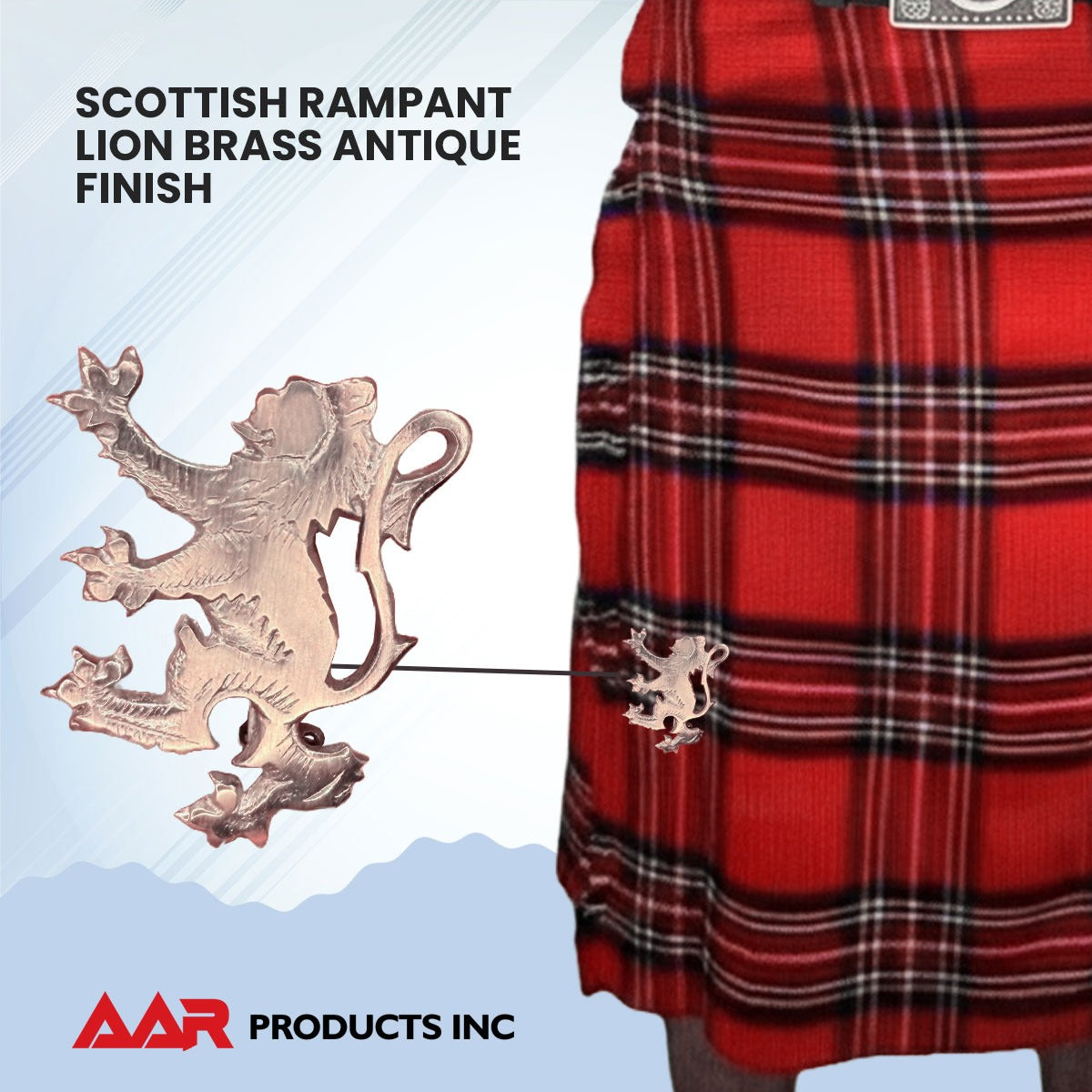 Scottish Lion Rampant Kilt Pin Antique/Chrome Plated 2"/Kilt Pins High Quality