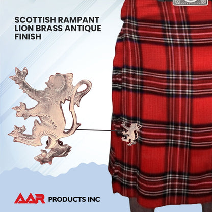 Scottish Lion Rampant Kilt Pin Antique/Chrome Plated 2"/Kilt Pins High Quality