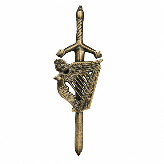 AAR Kilt Pins Scottish Big Harp Highland Kilts Pin Antique Plated 4"