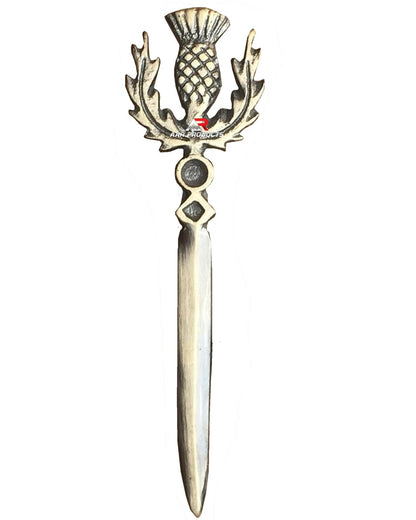 Thistle kilt Pin Highland 4" Chrome & Antique Finish Scottish AAR Brand Brass