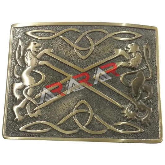 Scottish Saltire & Lion Kilt Belt Buckle Chrome/ Antique/ Black Finish Band