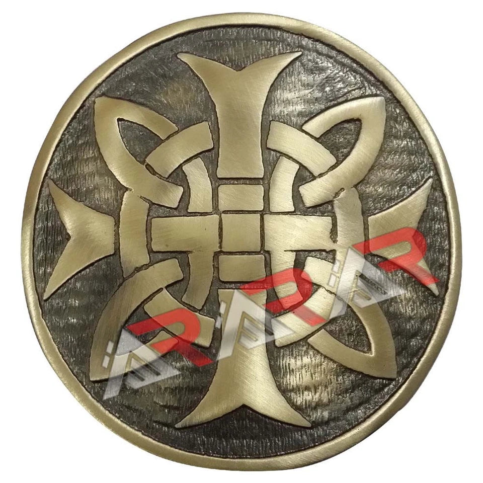 Mens Cross Round Kilt Belt Buckle Chrome / Antique Finish 3"/Celtic Belt Buckles