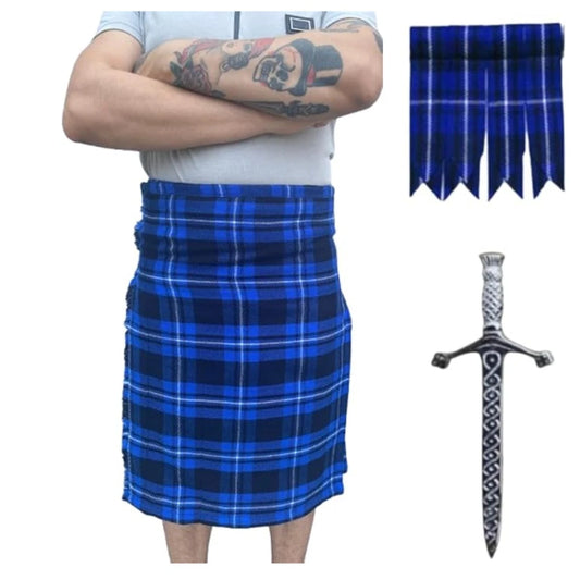 Men's Scottish Kilt 3 Pcs Set 13 oz Highland Tartans Fleshes or Kilt Pin