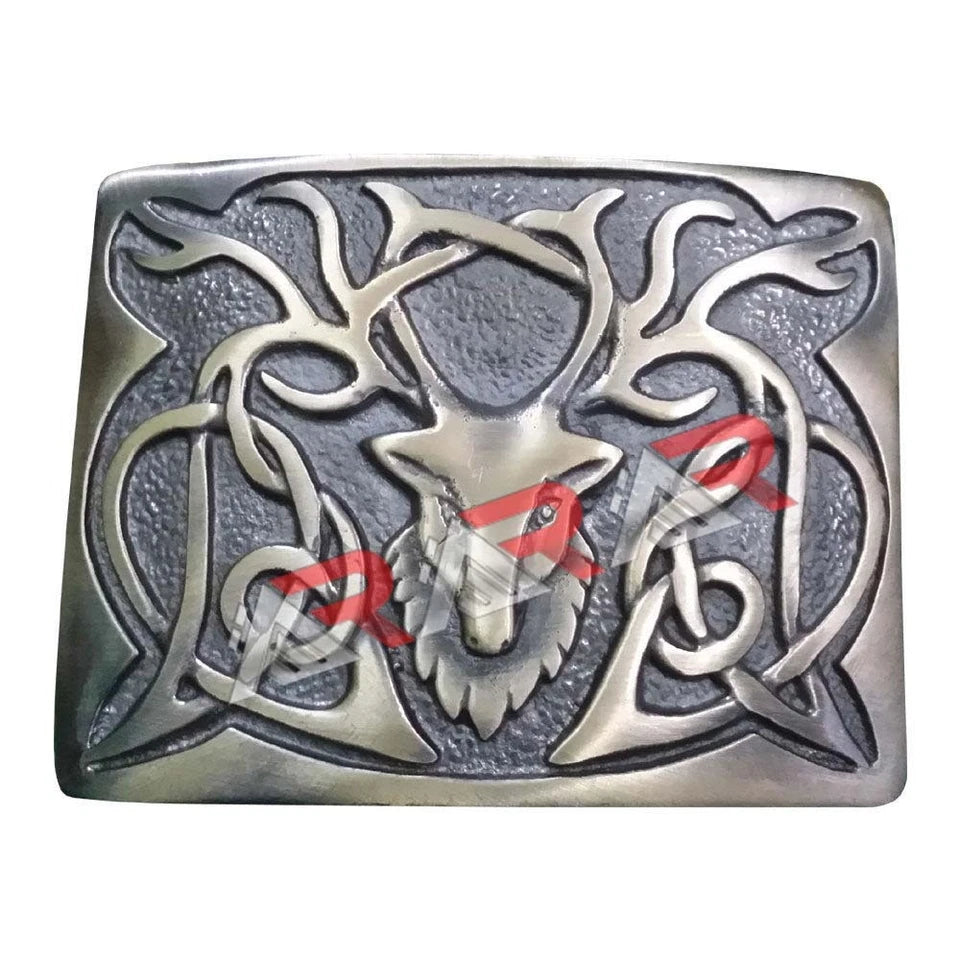 Scottish Buckle Highland Stag Head Kilt Belt Buckle Chrome Bronze Jet Black