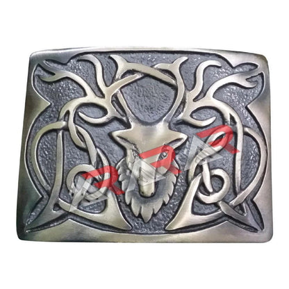 Scottish Buckle Highland Stag Head Kilt Belt Buckle Chrome Bronze Jet Black