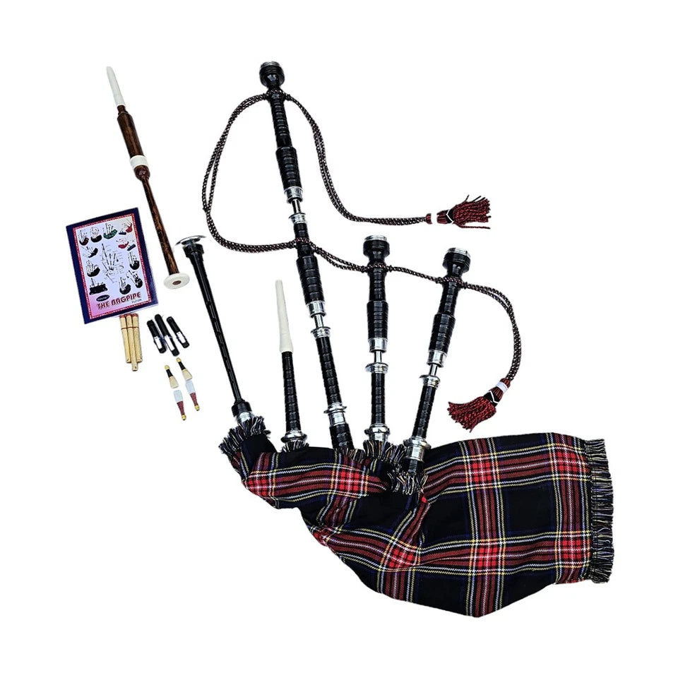 Full Size Bagpipe Great Highland Various Tartans with Chanter, Tutor Book & Bag