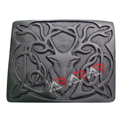 Scottish Buckle Highland Stag Head Kilt Belt Buckle Chrome Bronze Jet Black