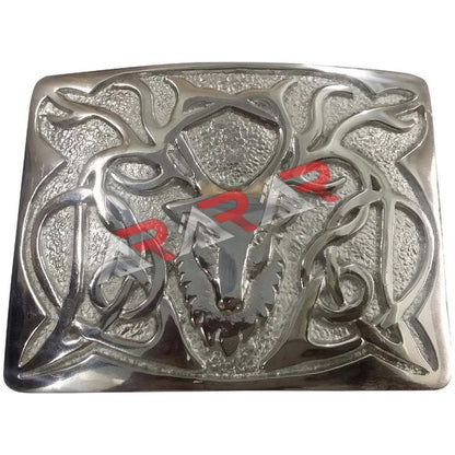 Scottish Buckle Highland Stag Head Kilt Belt Buckle Chrome Bronze Jet Black