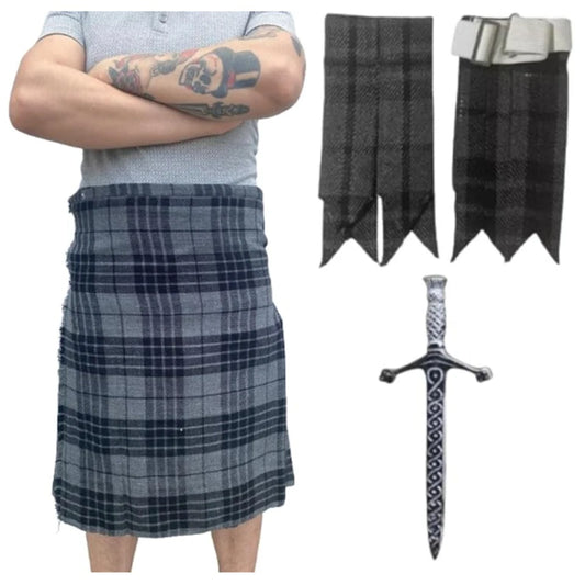 Men's Scottish Kilt 3 Pcs Set 13 oz Highland Tartans Fleshes or Kilt Pin