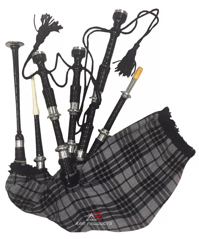 Full Size Bagpipe Great Highland Various Tartans with Chanter, Tutor Book & Bag