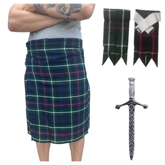Men's Scottish Kilt 3 Pcs Set 13 oz Highland Tartans Fleshes or Kilt Pin