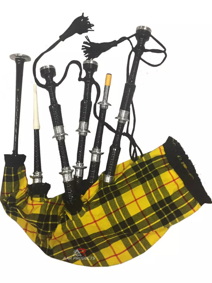 Full Size Bagpipe Great Highland Various Tartans with Chanter, Tutor Book & Bag