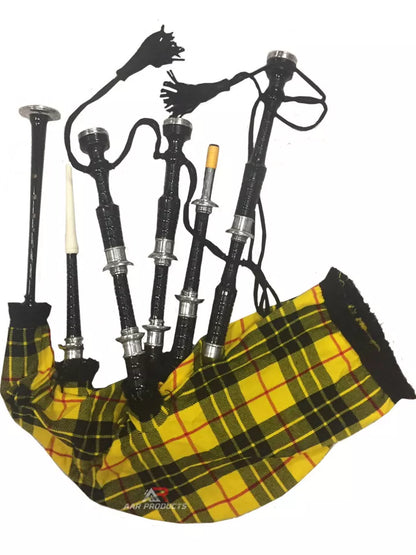 Full Size Bagpipe Great Highland Various Tartans with Chanter, Tutor Book & Bag