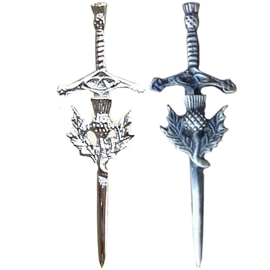AAR Kilt Pin Scottish Thistle Sword Accessory Kilts Sporrans Hoses Chrome Finish
