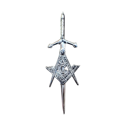 Scottish Masonic Kilt Pin 4" Silver Chrome Finish