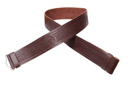 Scottish Leather Kilt Belt Highland Brown without Buckle Sizes Small to 2XL