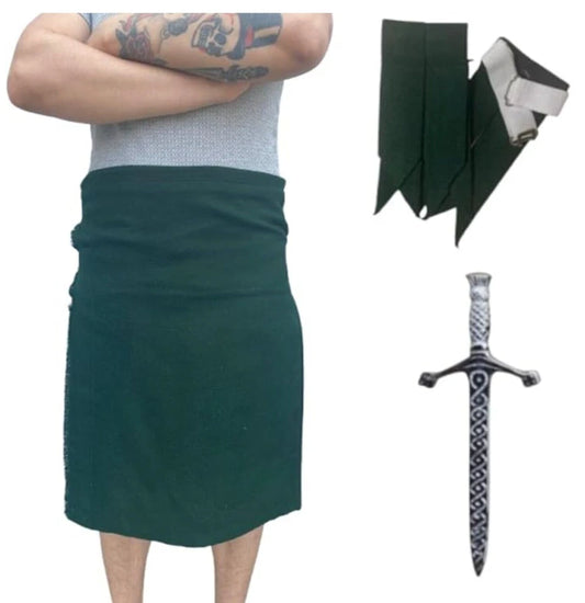 Men's Scottish Kilt 3 Pcs Set 13 oz Highland Tartans Fleshes or Kilt Pin