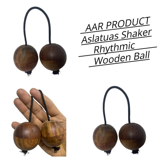 Aslatuas Shaker – Rhythmic Wooden Ball Kashaka Instrument for Kids & Adults – African Hand Percussion Toy