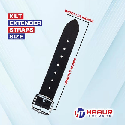 Kilt Extension Heavy Duty Metal Leather Strap size 7” X 1.25” Extension Men Set