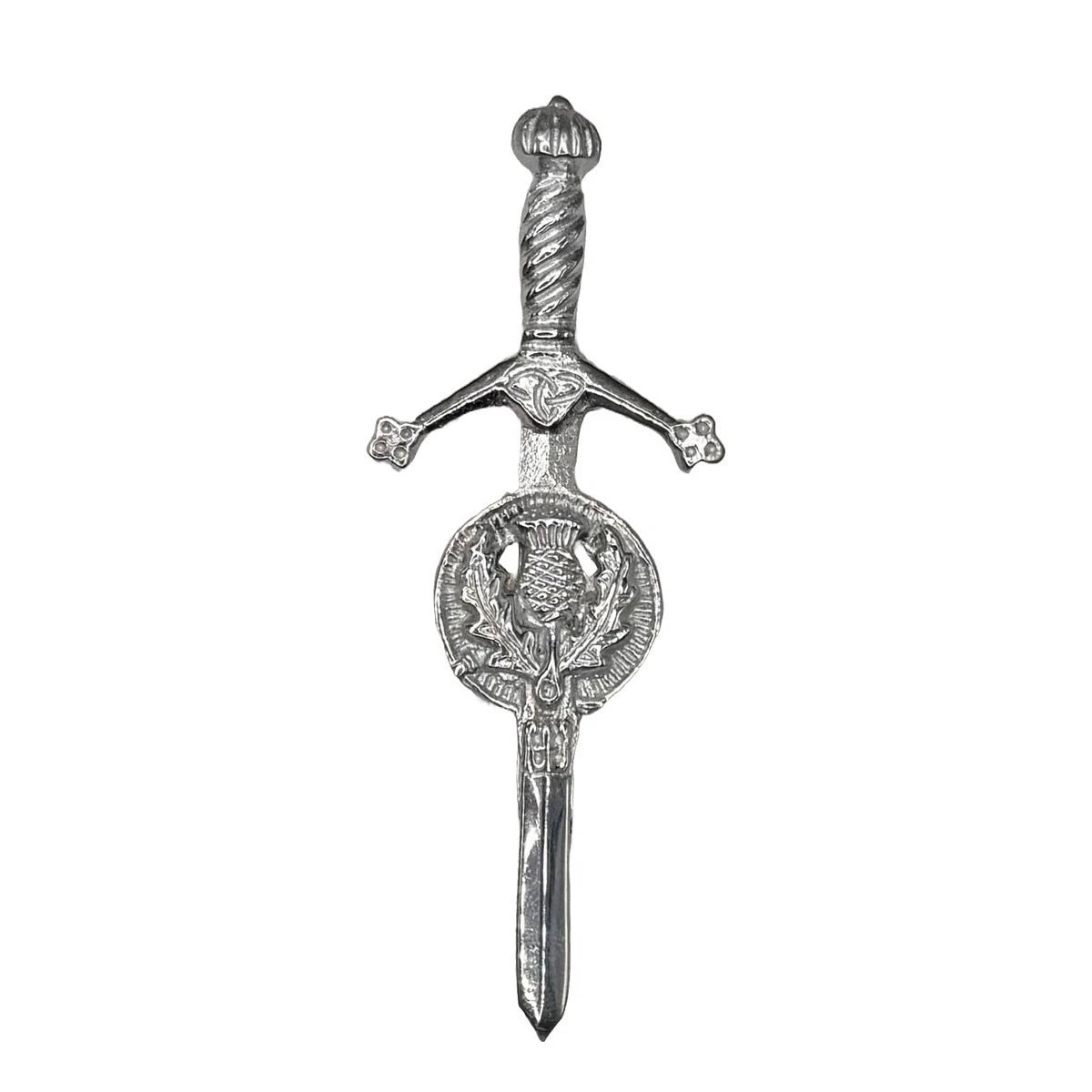 Celtic Kilt Pin with Thistle Badge Design Antique and Chrome Finish