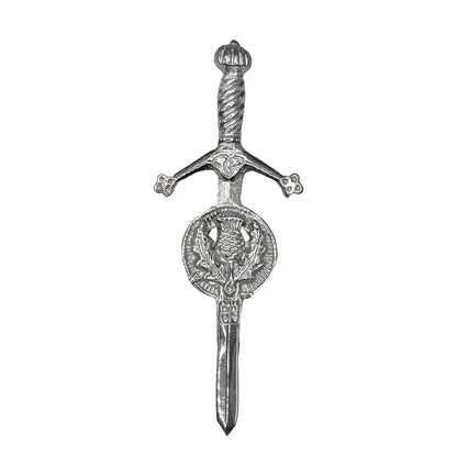 Celtic Kilt Pin with Thistle Badge Design Antique and Chrome Finish