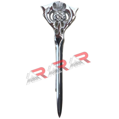 AAR Highland Thistle Kilt Pin – 4" Antique & Chrome Finish | Scottish Celtic Kilt Brooch Accessory