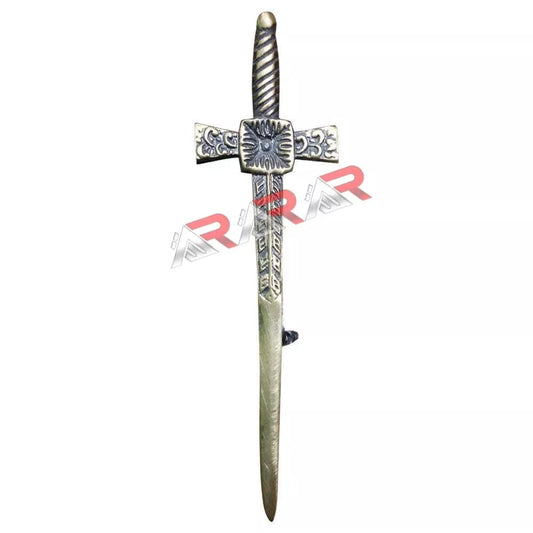 AAR Celtic Sword Kilt Pin – 4.5" Antique Chrome Finish | Highland Dress Accessory
