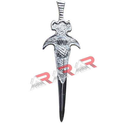 AAR Sword & Modern Thistle Kilt Pin – 4" Chrome Finish | Scottish Highland Kilt Accessory