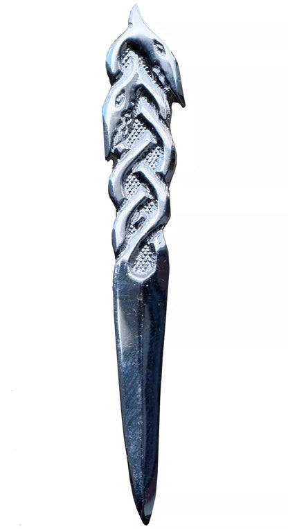 AAR Scottish Serpent Kilt Pin – 4" Antique & Chrome Finish | Highland Celtic Brooch for Kilts