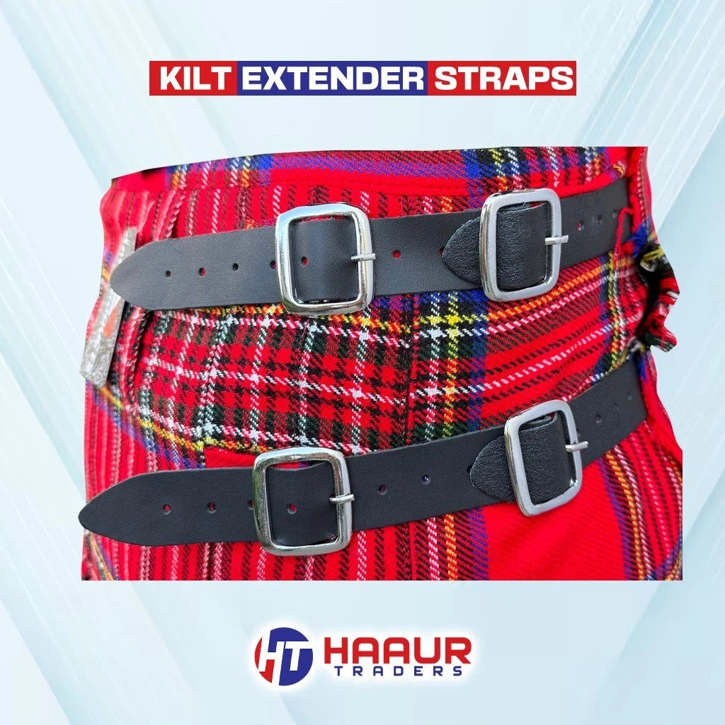 Kilt Extension Heavy Duty Metal Leather Strap size 7” X 1.25” Extension Men Set