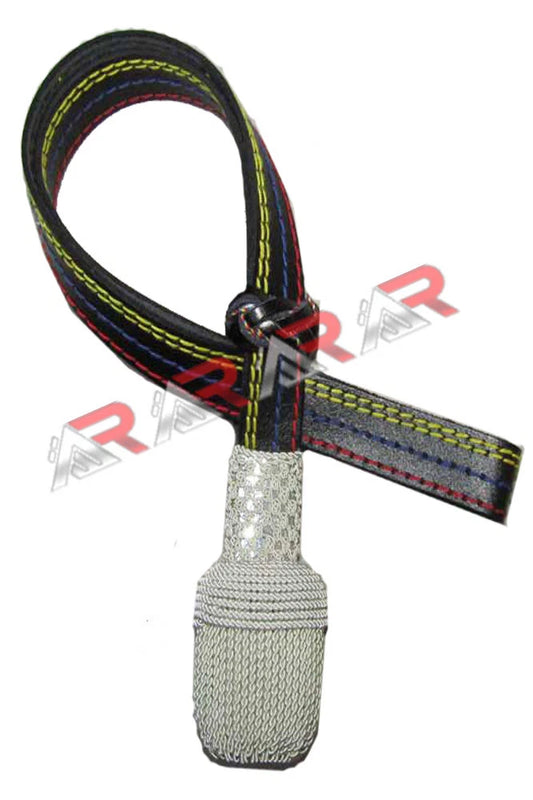 Army Officers Black Leather Sword Knot Scottish Silver Wire Acorn Brand AAR