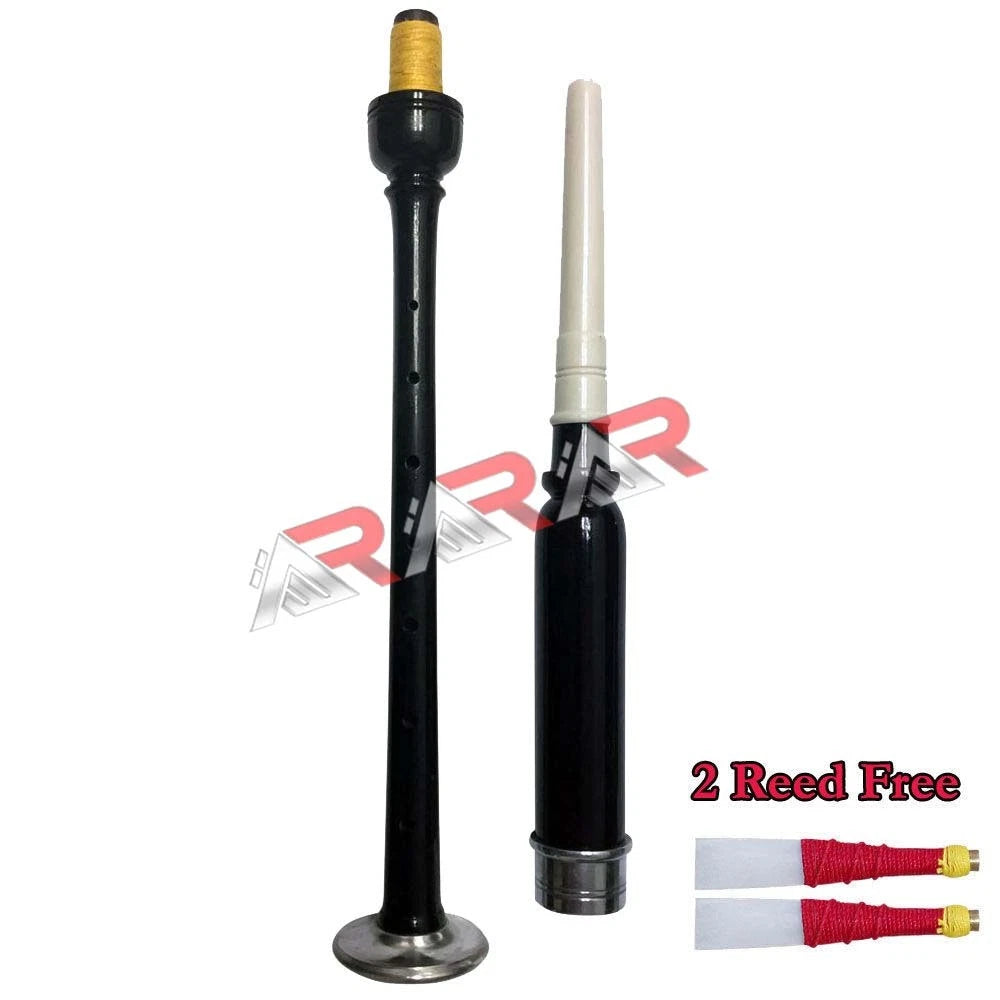 Scottish New Rosewood Practice Chanter Black Color Silver Mounts with 2 Reeds