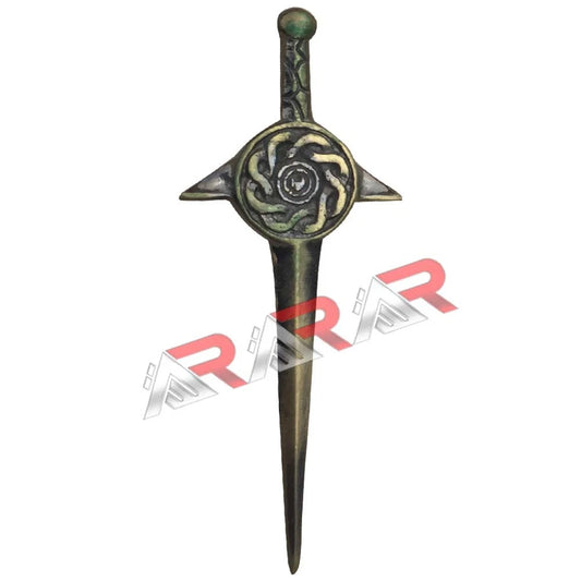 AAR Swirl Sword Kilt Pin – 4" Antique Chrome Finish | Celtic Knot & Shield Design Highland Brooch